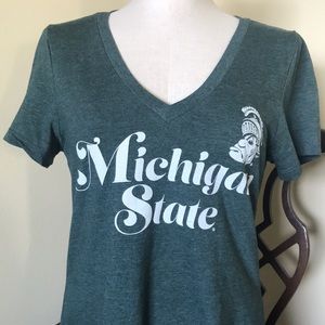 Michigan State V-Neck Tee Shirt with Sparty, Women’s Medium, Like New!
